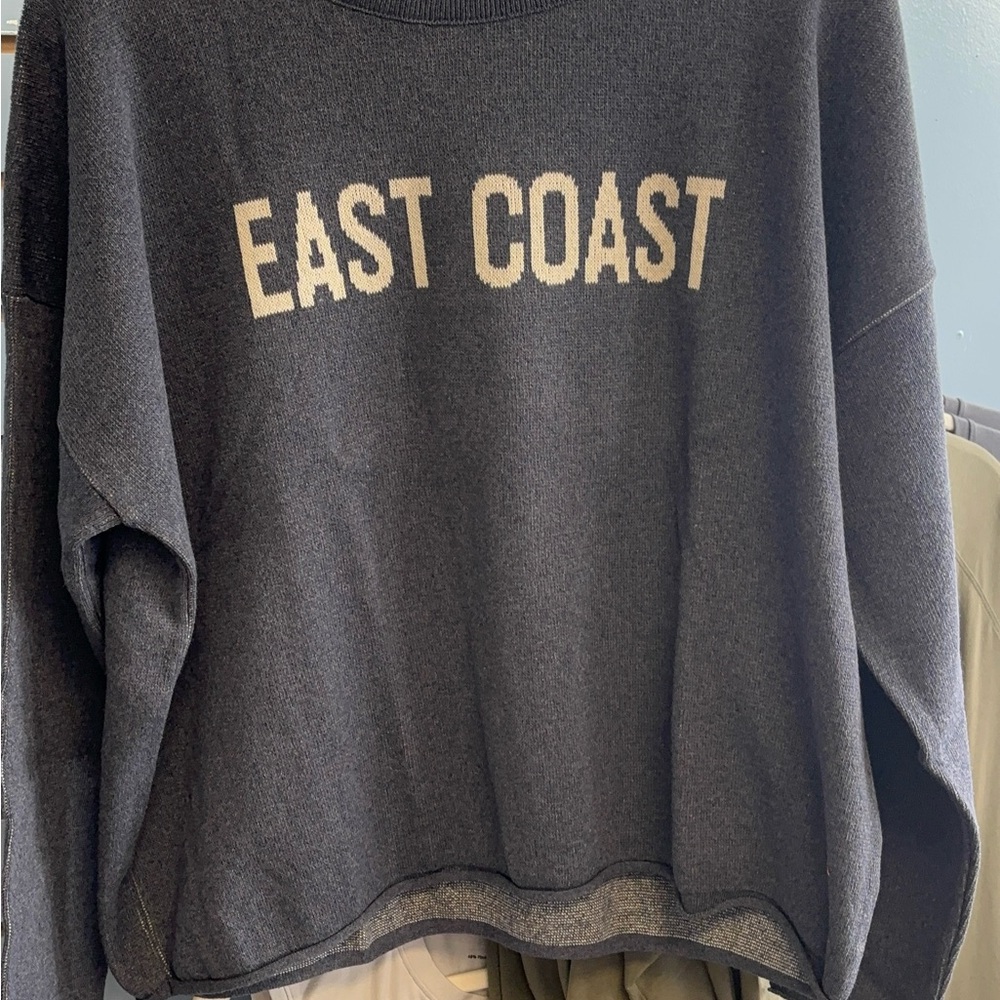 East Coast White and Blue Crew Neck Sweater